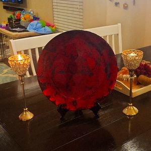Stunning Serving Platter 14.5 inches Fine Dining Red and Black